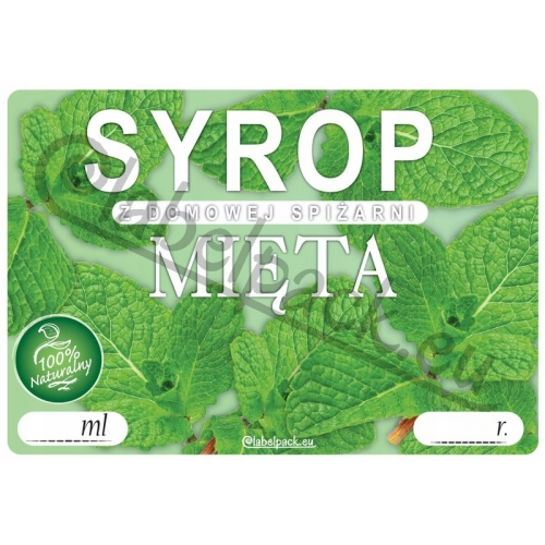 Etykieta na SYROP - MIĘTA