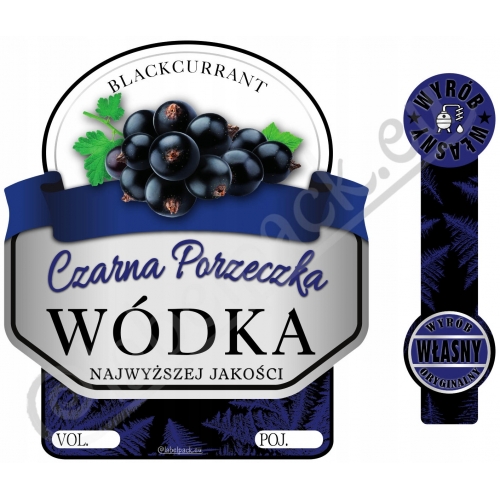 Etykieta na wódkę CZARNA PORZECZKA + bander. 10szt