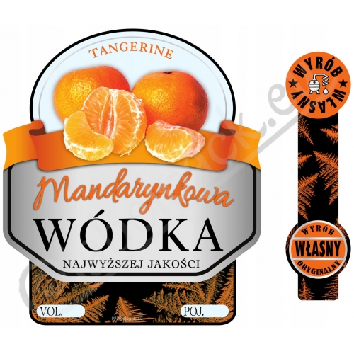 Etykieta - wódka MANDARYNKOWA + banderolka. 10szt