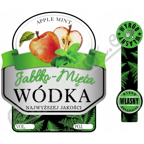 Etykieta MAŁA - WÓDKA JABŁKO, MIĘTA 16szt.  100-200-500ml