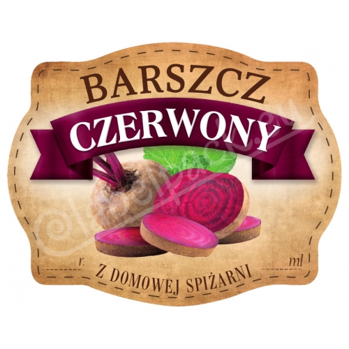 BARSZCZ CZERWONY - Etykieta, naklejka 10x