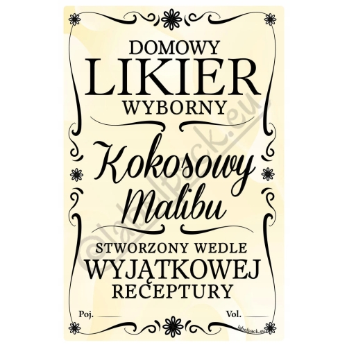 Etykieta na LIKIER - KOKOSOWY- MALIBU 18szt.