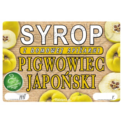 Etykieta na SYROP - PIGWOWIEC JAPOŃSKI 20 szt.