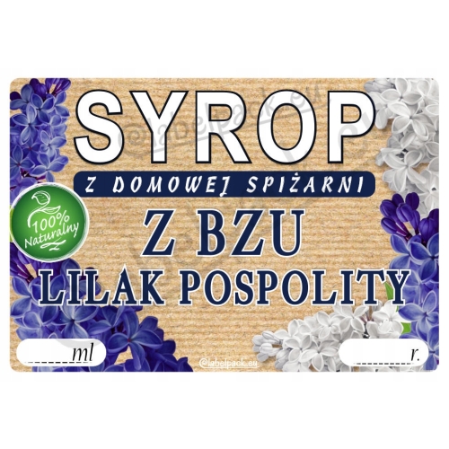 Etykieta na SYROP - Z BZU, LILAK, Lilac 20 szt.