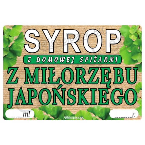 Etykieta na SYROP - Z MIŁORZĘBU JAPOŃSKIEGO - SYROP GINKO BILOBA 20 szt.