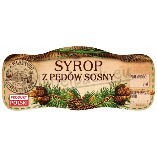 Etykiety na SYROP Z PĘDÓW SOSNY 210ml - 500ml 24szt