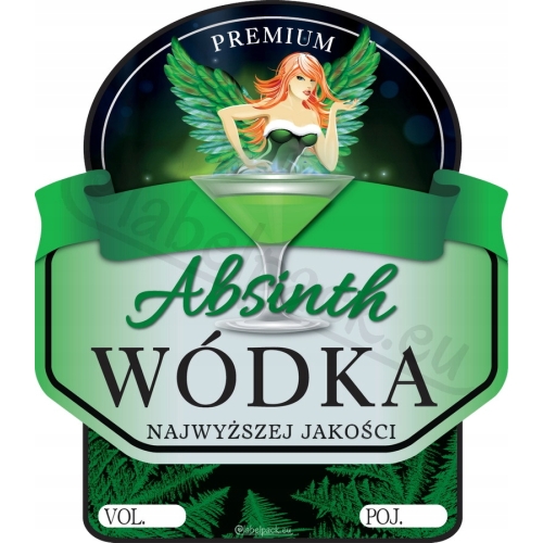 Naklejki WÓDKA SMAKOWA ABSINTH, ABSYNT 10 szt.