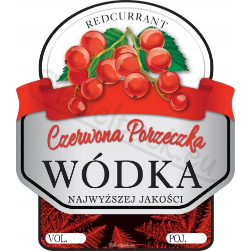 Naklejki WÓDKA SMAKOWA CZERWONA PORZECZKA 10 szt.