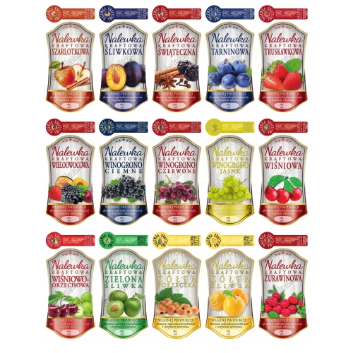 Naklejki - ETYKIETY NA NALEWKI 200ml + BANDEROLKA 10 szt.