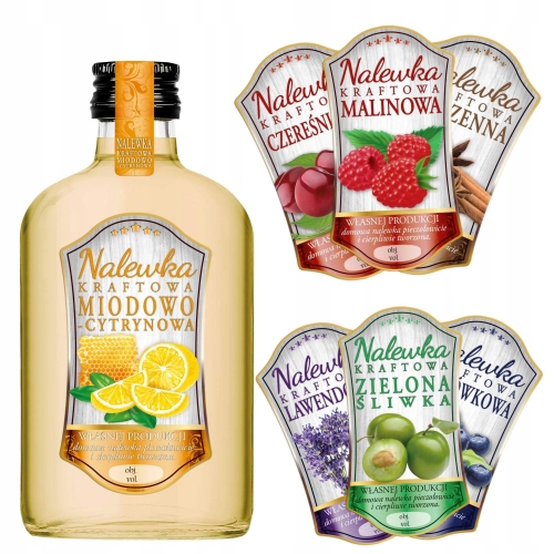 Naklejki - ETYKIETY NA NALEWKI 200ml + BANDEROLKA 10 szt.