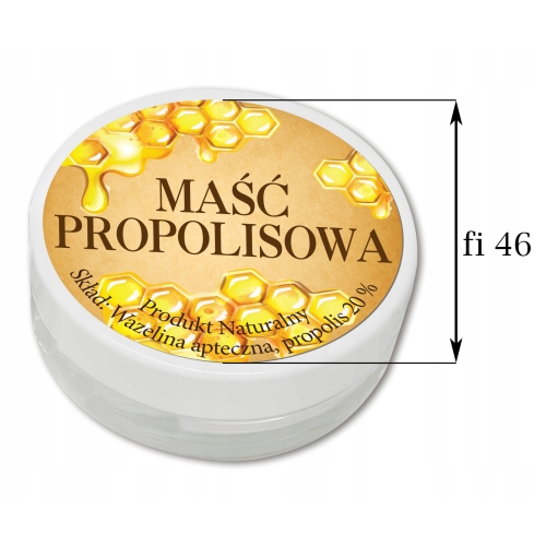 Etykiety na Maść Propolisową - 48x Propolis, Kit pszczeli FI-46mm