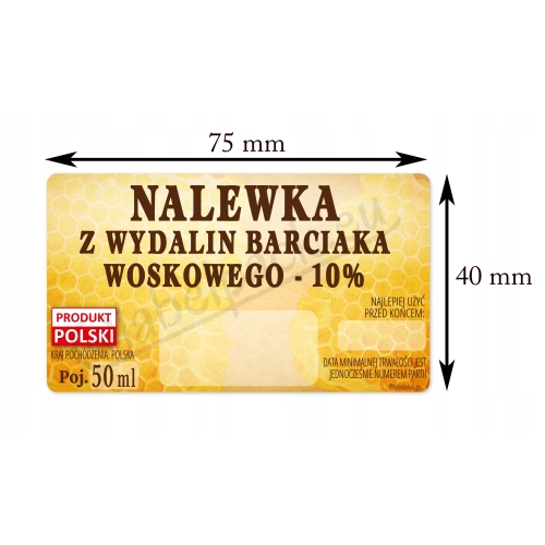Etykiety na NALEWKĘ Z WYDALIN BARCIAKA WOSKOWEGO 36 szt. 50ml,