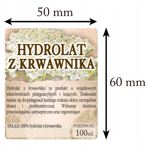 Etykiety na HYDROLAT Z KRWAWNIKA - 30 szt. butelka 100ml