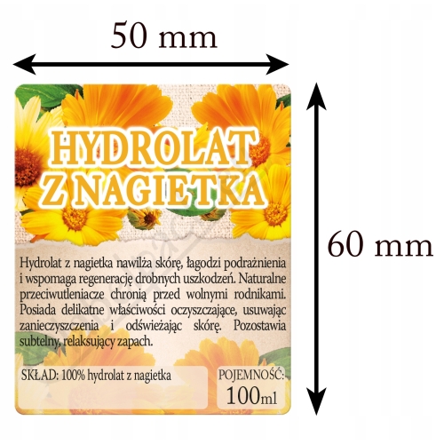 Etykiety na HYDROLAT Z NAGIETKA - 30 szt. butelka 100ml