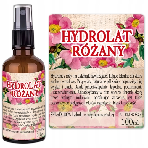 Etykiety na HYDROLAT Z RÓŻY - 30 szt. butelka 100ml
