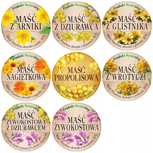 Etykiety na MAŚĆ ŻYWOKOSTOWĄ - 48 szt. fi46