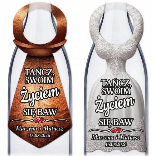 ZAWIESZKI na alkohol, Wódkę Weselną 50szt. PERSONALIZACJA - WIERSZYKI