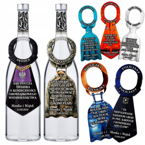 ZAWIESZKI na alkohol, Wódkę Weselną 50szt. PERSONALIZACJA - WIERSZYKI