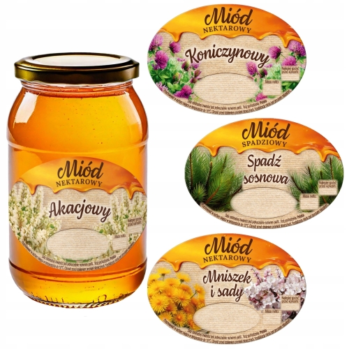 Etykiety na MIÓD - OWALNE DUŻE - 96 szt. PESONALIZOWANE