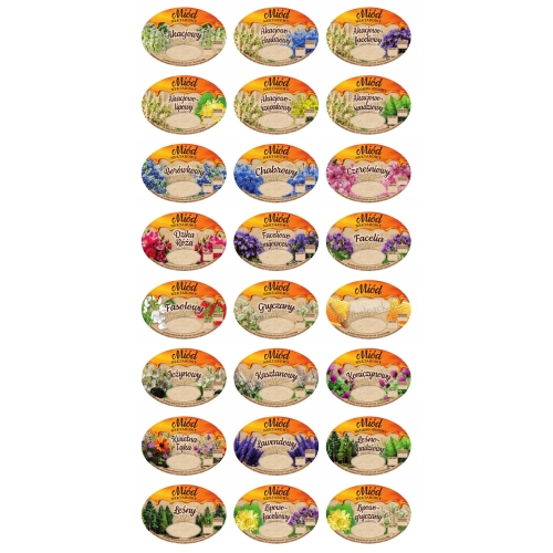 Etykiety na MIÓD - OWALNE DUŻE - 96 szt. PESONALIZOWANE