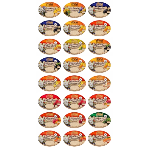 Etykiety na MIÓD - OWALNE DUŻE - 96 szt. PESONALIZOWANE