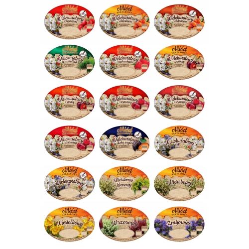 Etykiety na MIÓD - OWALNE DUŻE - 96 szt. PESONALIZOWANE