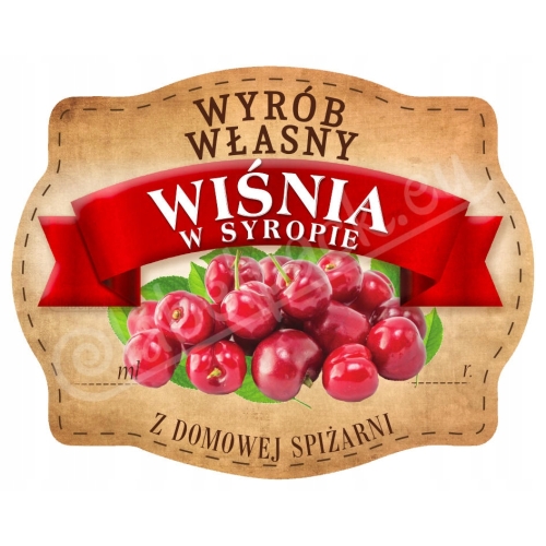WIŚNIA W SYROPIE - Etykieta, naklejka 10x