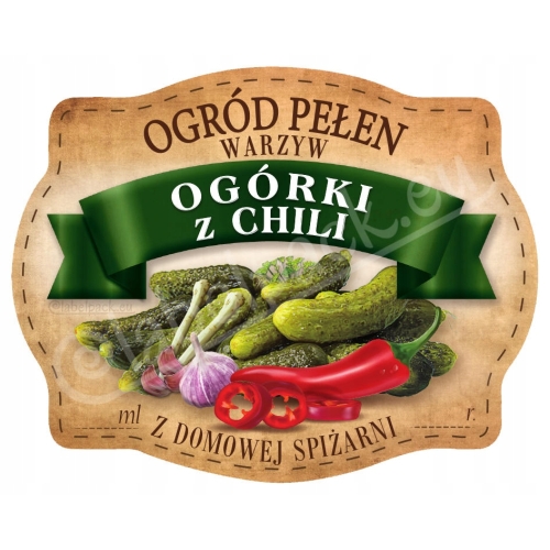 OGÓRKI Z CHILI - Etykieta, naklejka 10x