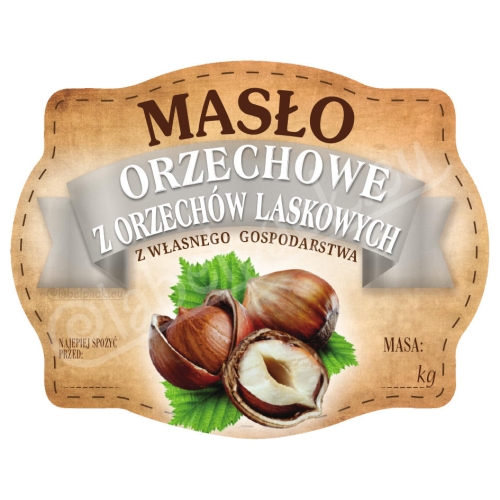MASŁO Z ORZECHÓW LASKOWYCH - Etykieta, naklejka 10x