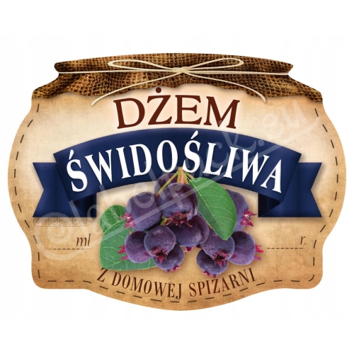 DŻEM ŚWIDOŚLIWA - Etykieta na słoik, naklejka