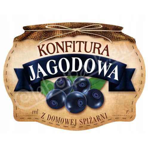 KONFITURA JAGODOWA - Etykieta na słoik, naklejka