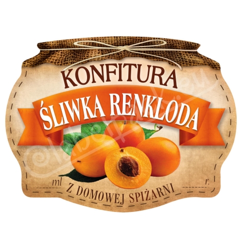 KONFITURA ŚLIWKA RENKLODA - Etykieta na słoik, naklejka