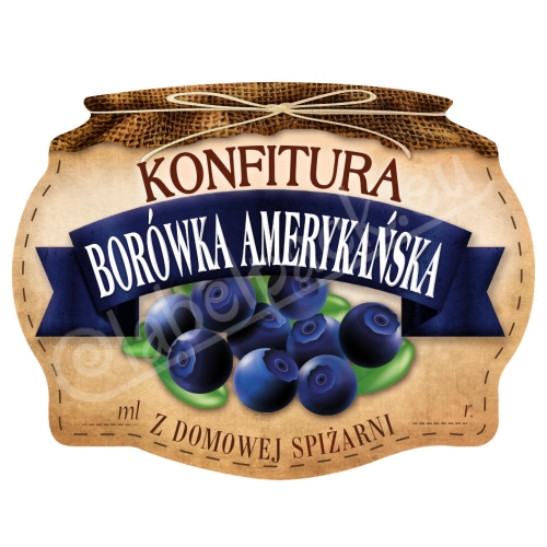 KONFITURA BORÓWKA AMERYKAŃSKA - Etykieta na słoik, naklejka