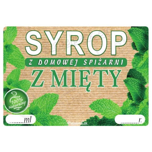 Etykieta na SYROP - MIĘTOWY 20 szt.