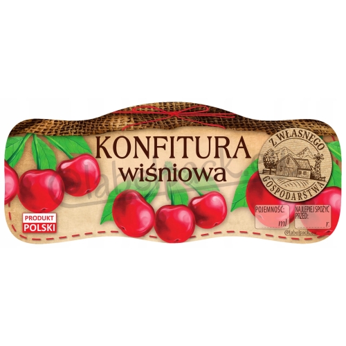 Etykiety na KONFITURĘ WIŚNIOWĄ 210ml - 500ml 24szt