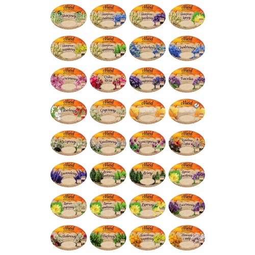 Etykiety na MIÓD - OWALNE DUŻE - 96 szt. PESONALIZOWANE