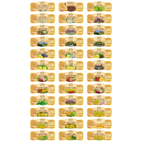 Etykiety na MIÓD / Naklejki na miód 100szt.