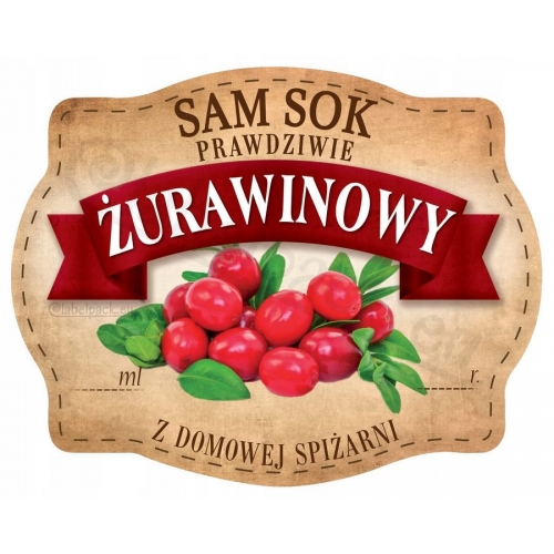 SOK ŻURAWINOWY - Etykieta na słoik